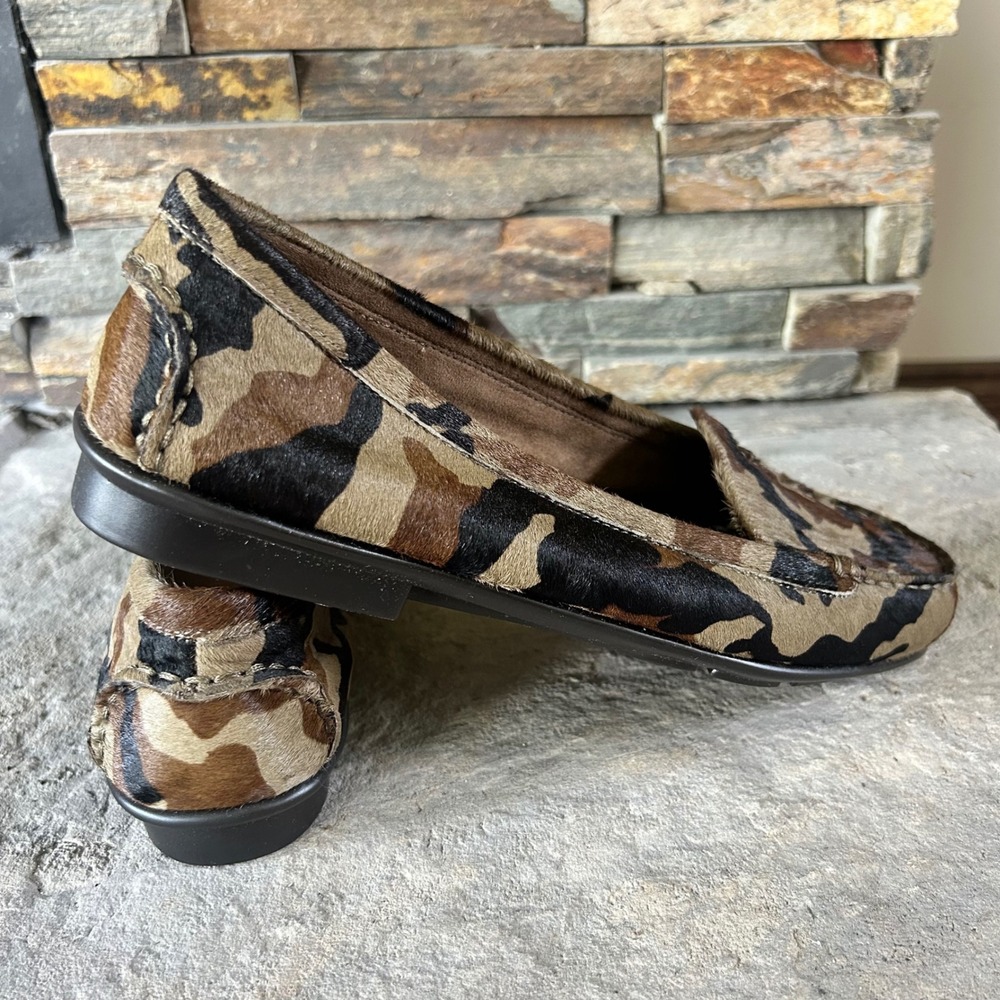 Aerosoles Nu Day Leather Camo Calf Hair Slip On Shoes 10 New - Picture 3 of 6